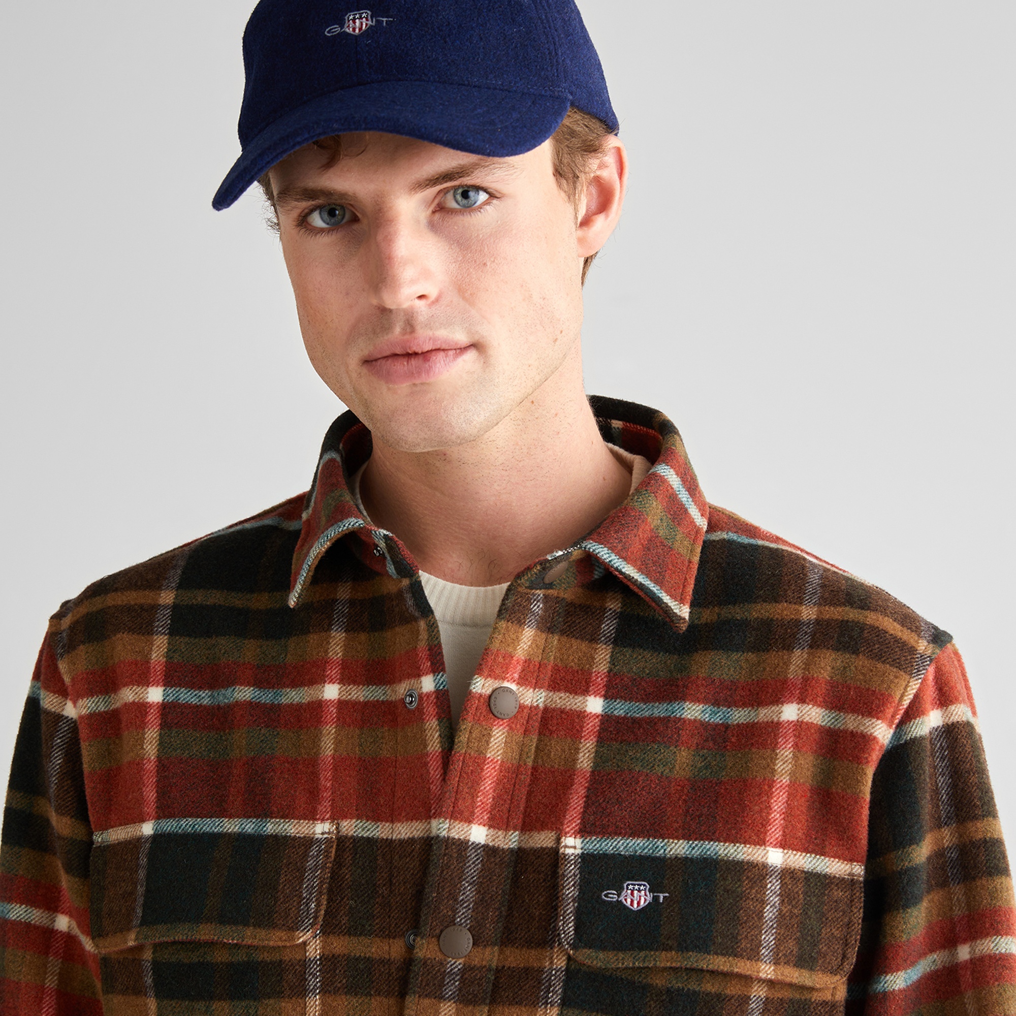 GANT Erkek Mavi Ekoseli Ceket