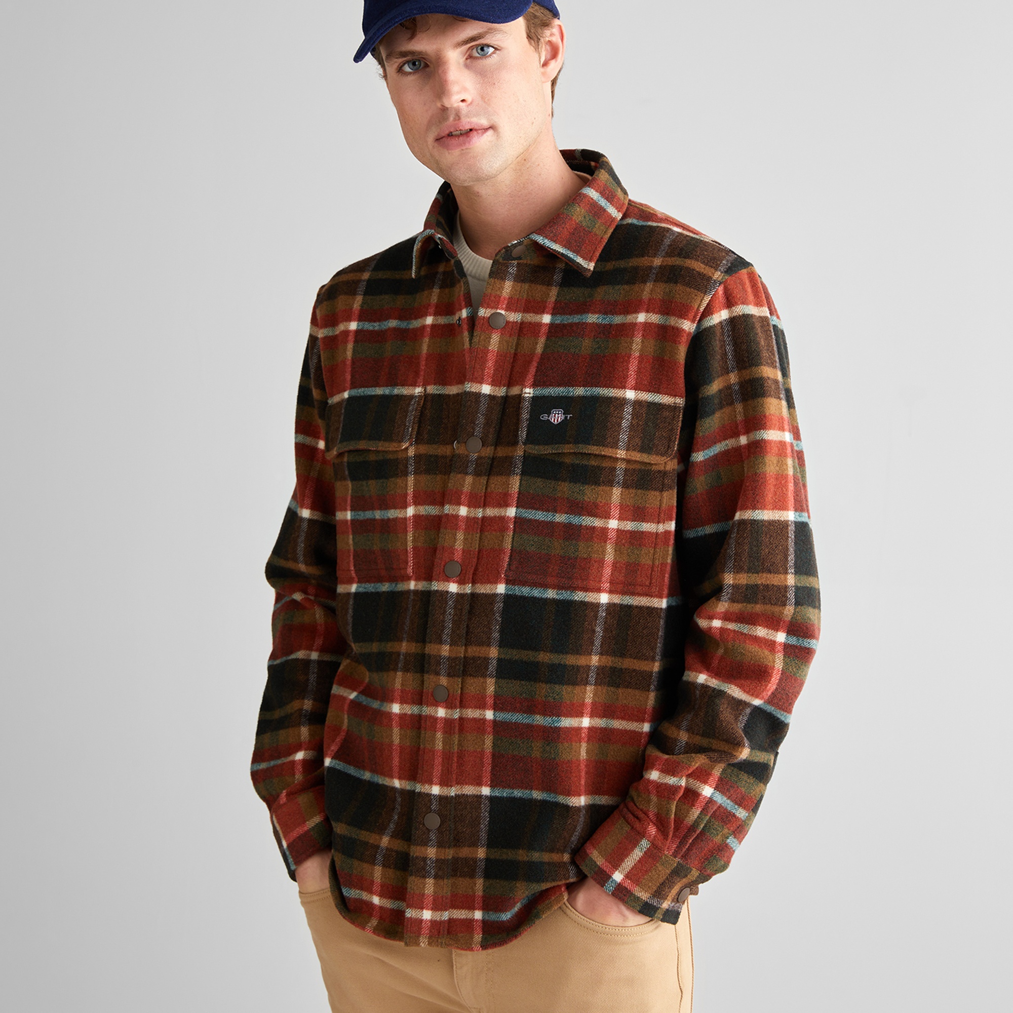 GANT Erkek Mavi Ekoseli Ceket