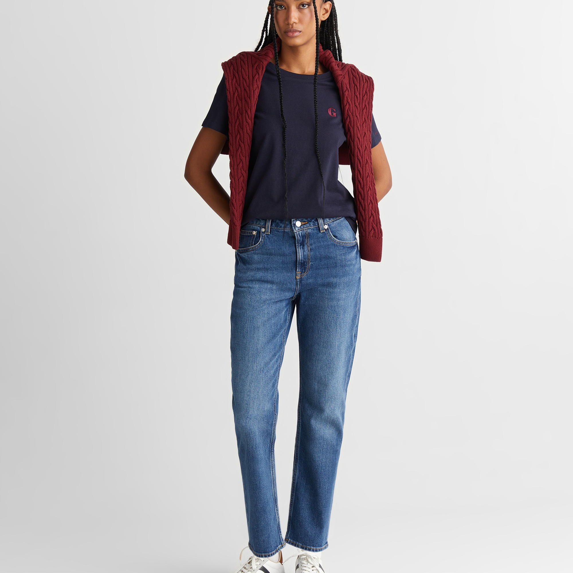 GANT Kadın Mavi Straight Fit  Pantolon