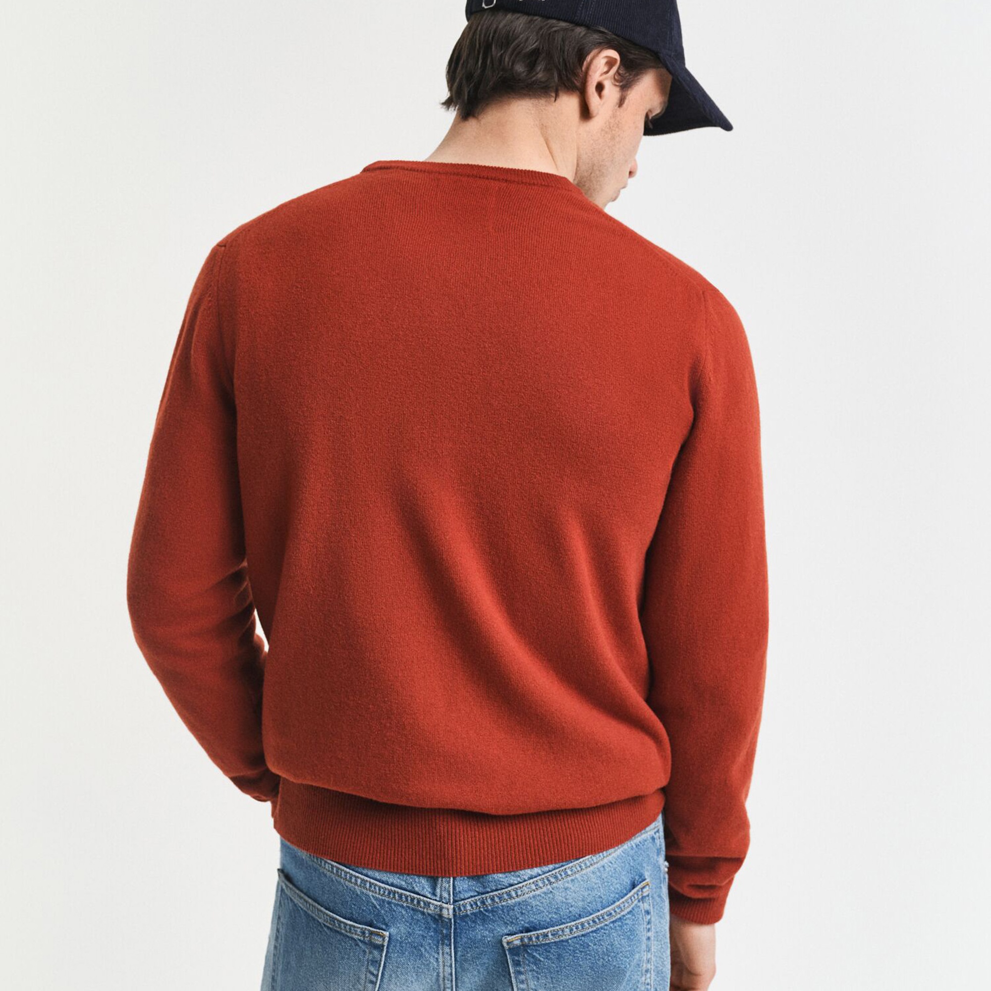 GANT Erkek Kırmızı Regular Fit Bisiklet Yaka Yün Kazak