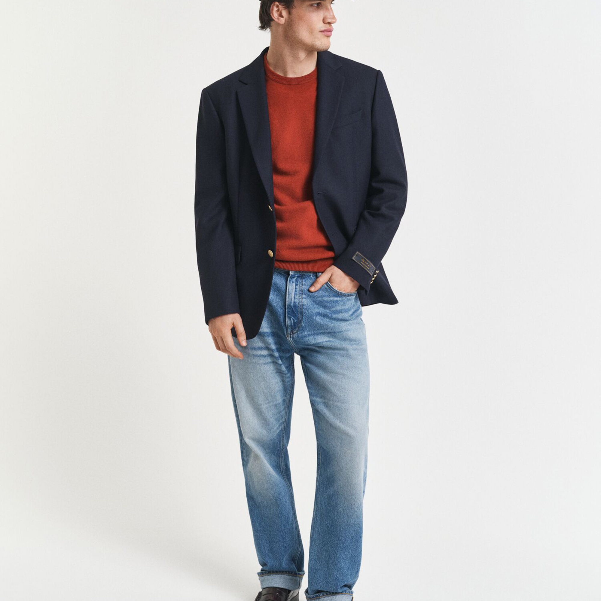 GANT Erkek Kırmızı Regular Fit Bisiklet Yaka Yün Kazak