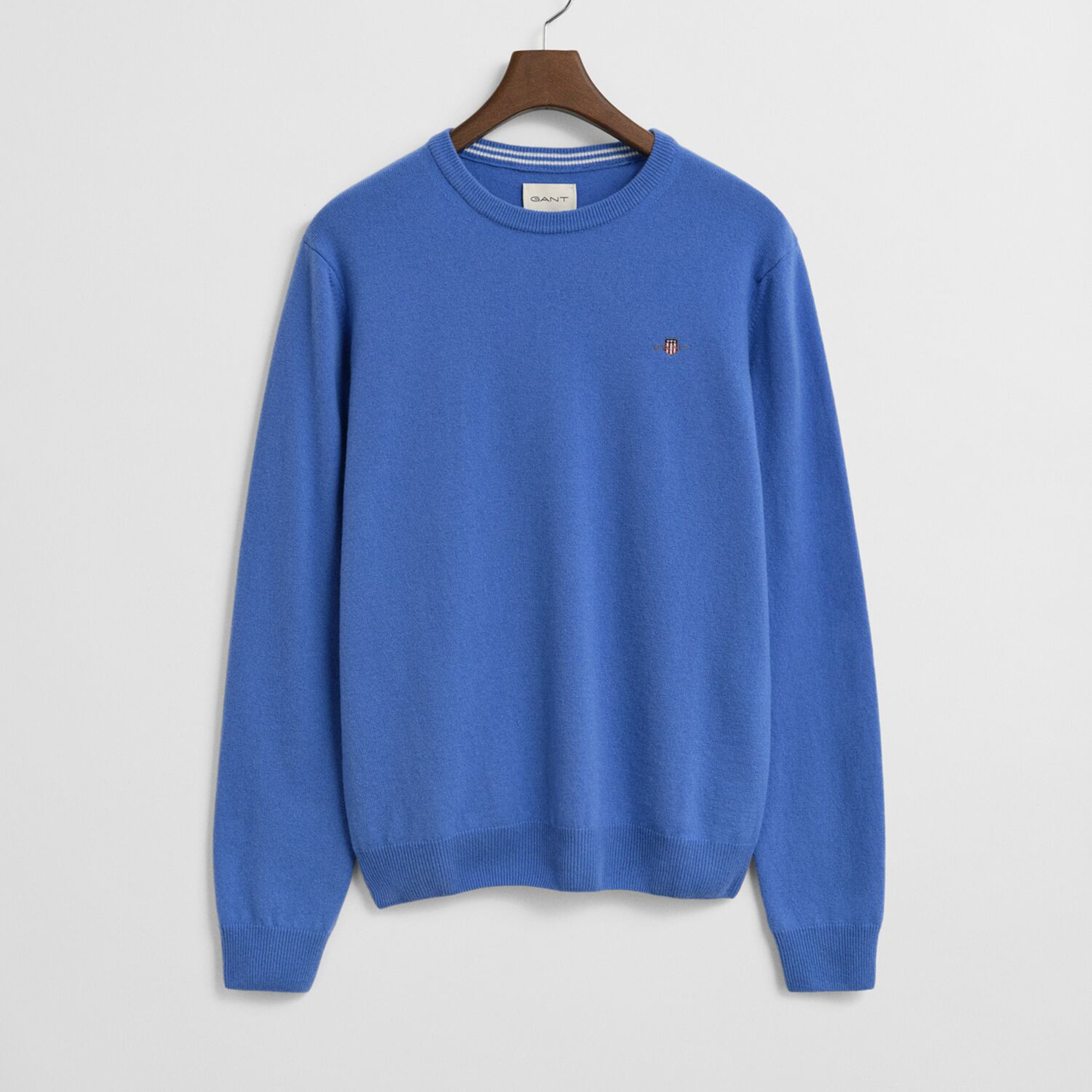 GANT Erkek Mavi Regular Fit Bisiklet Yaka Yün Kazak