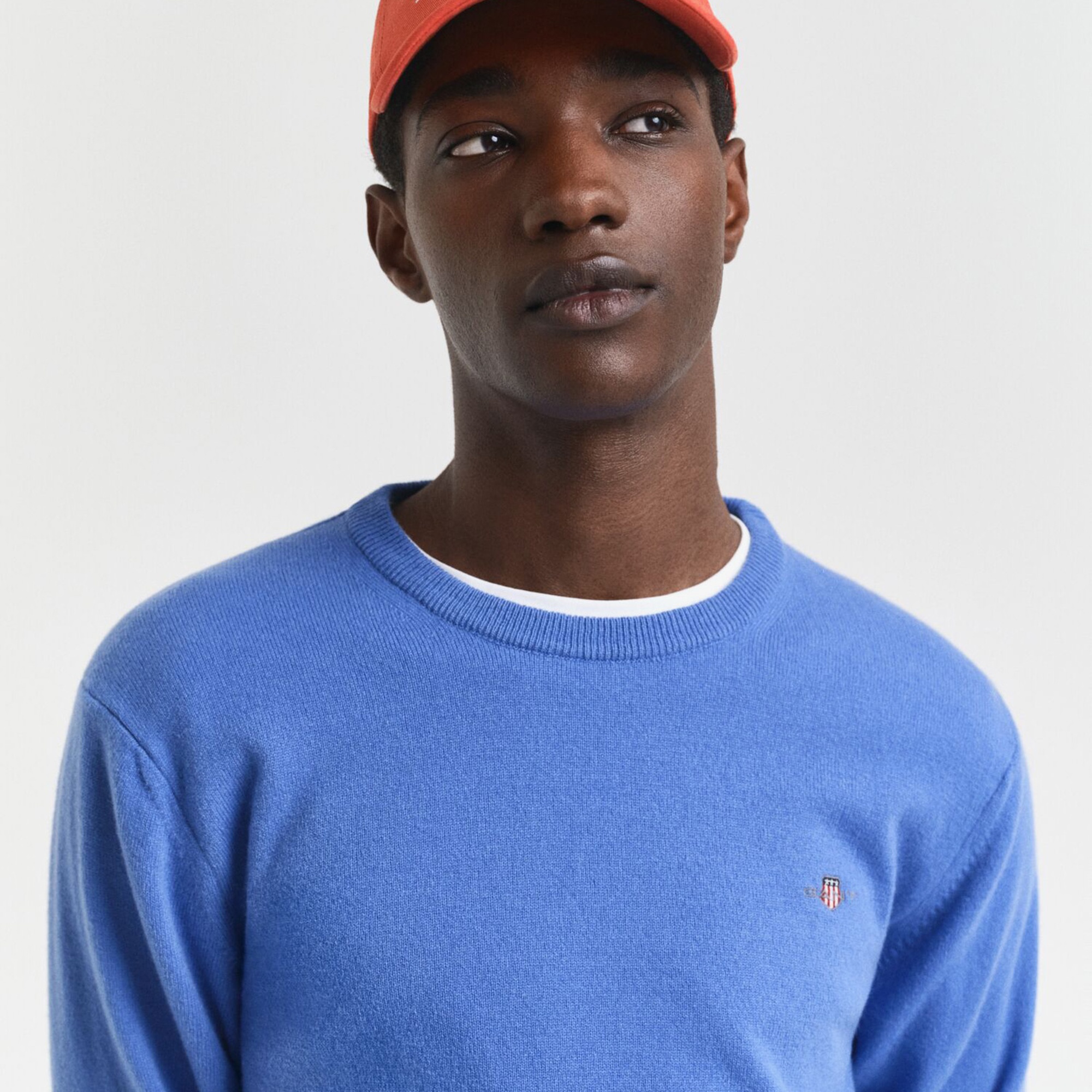 GANT Erkek Mavi Regular Fit Bisiklet Yaka Yün Kazak