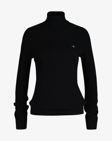  GANT Kadın Siyah Regular Fit Boğazlı Yaka Yün Kazak