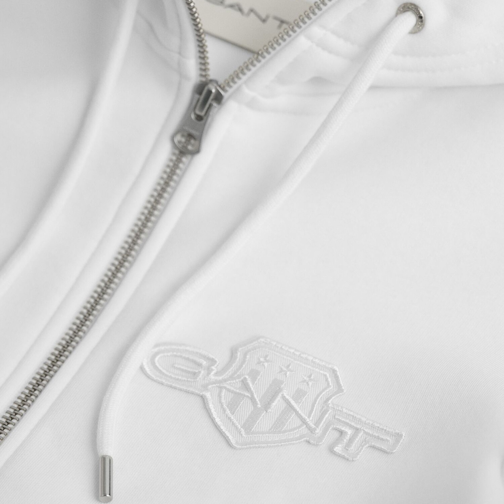 GANT Kadın Beyaz Regular Fit Kapüşonlu Fermuarlıı Sweatshirt