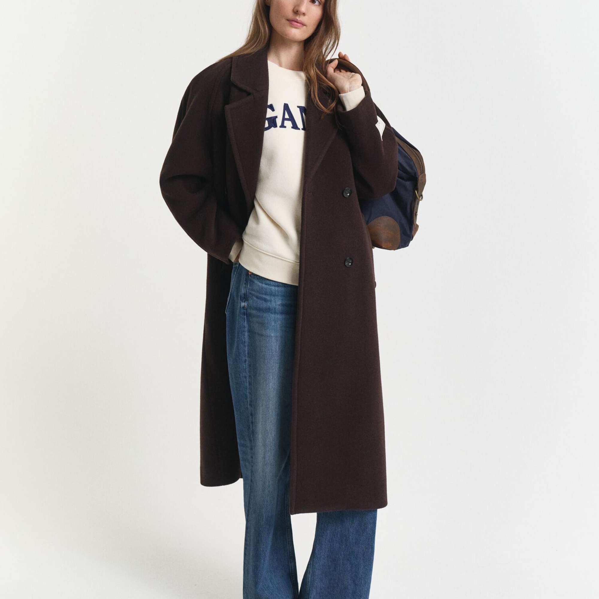 GANT Kadın Krem Relaxed Fit Bisiklet Yaka Sweatshirt