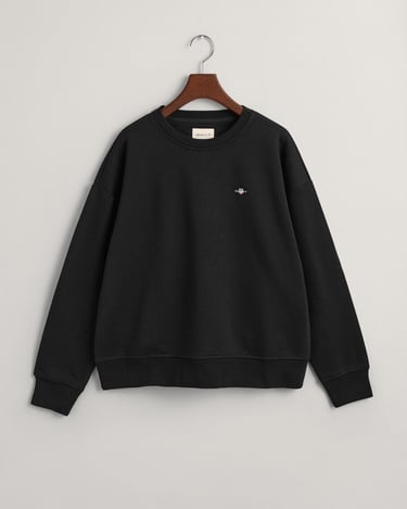  GANT Kadın Siyah Relaxed Fit Bisiklet Yaka Sweatshirt