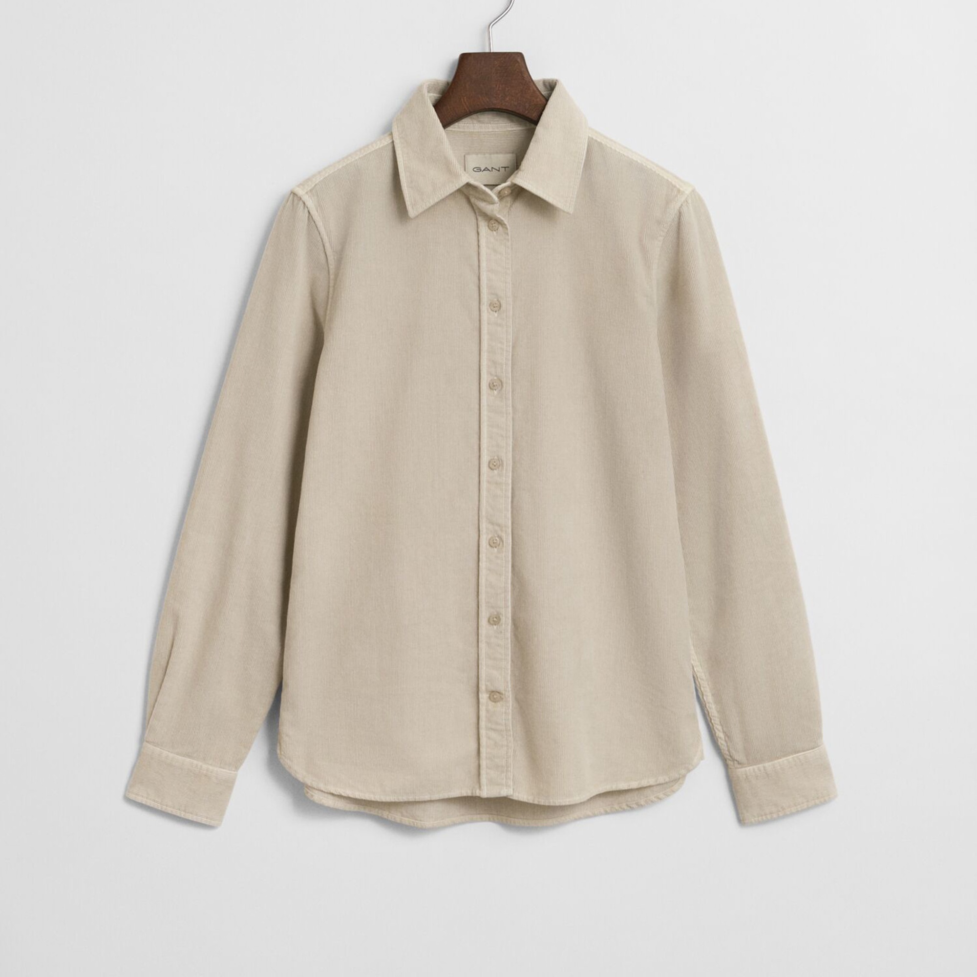 GANT Kadın Bej Regular Fit Bisiklet Yaka Gömlek