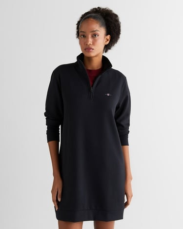  GANT Kadın Siyah Regular Fit Yarım Fermuarlı Elbise
