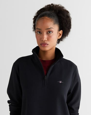  GANT Kadın Siyah Regular Fit Yarım Fermuarlı Elbise