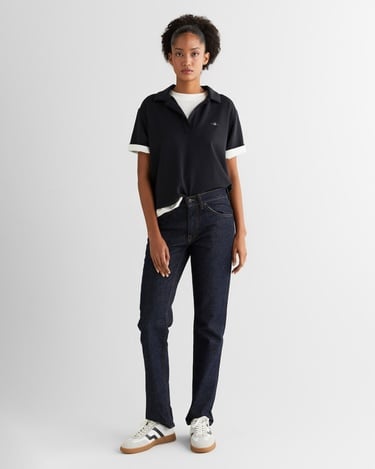  GANT Kadın Siyah Relaxed Fit Polo Yaka Polo