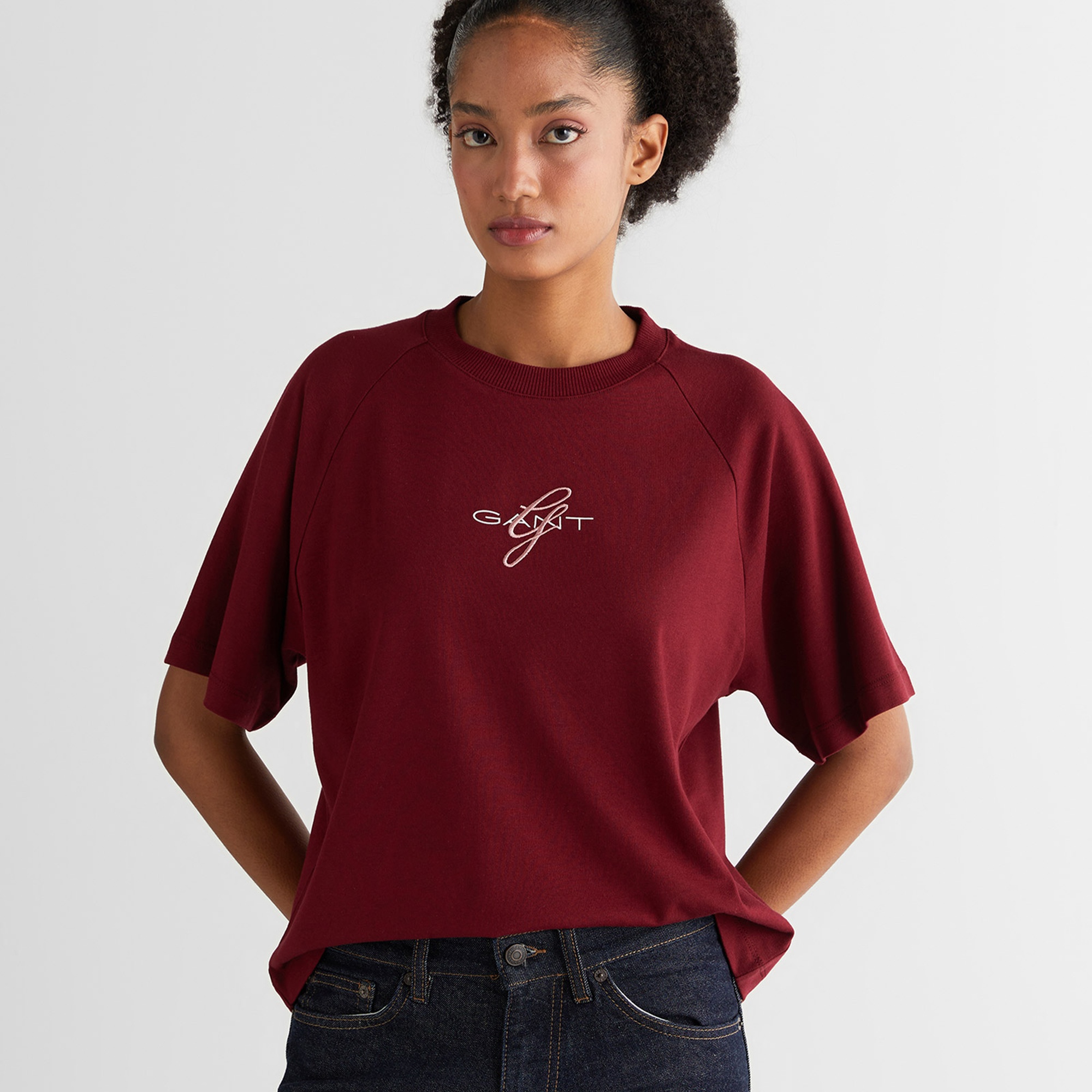 GANT Kadın Kırmızı Relaxed Fit T-Shirt