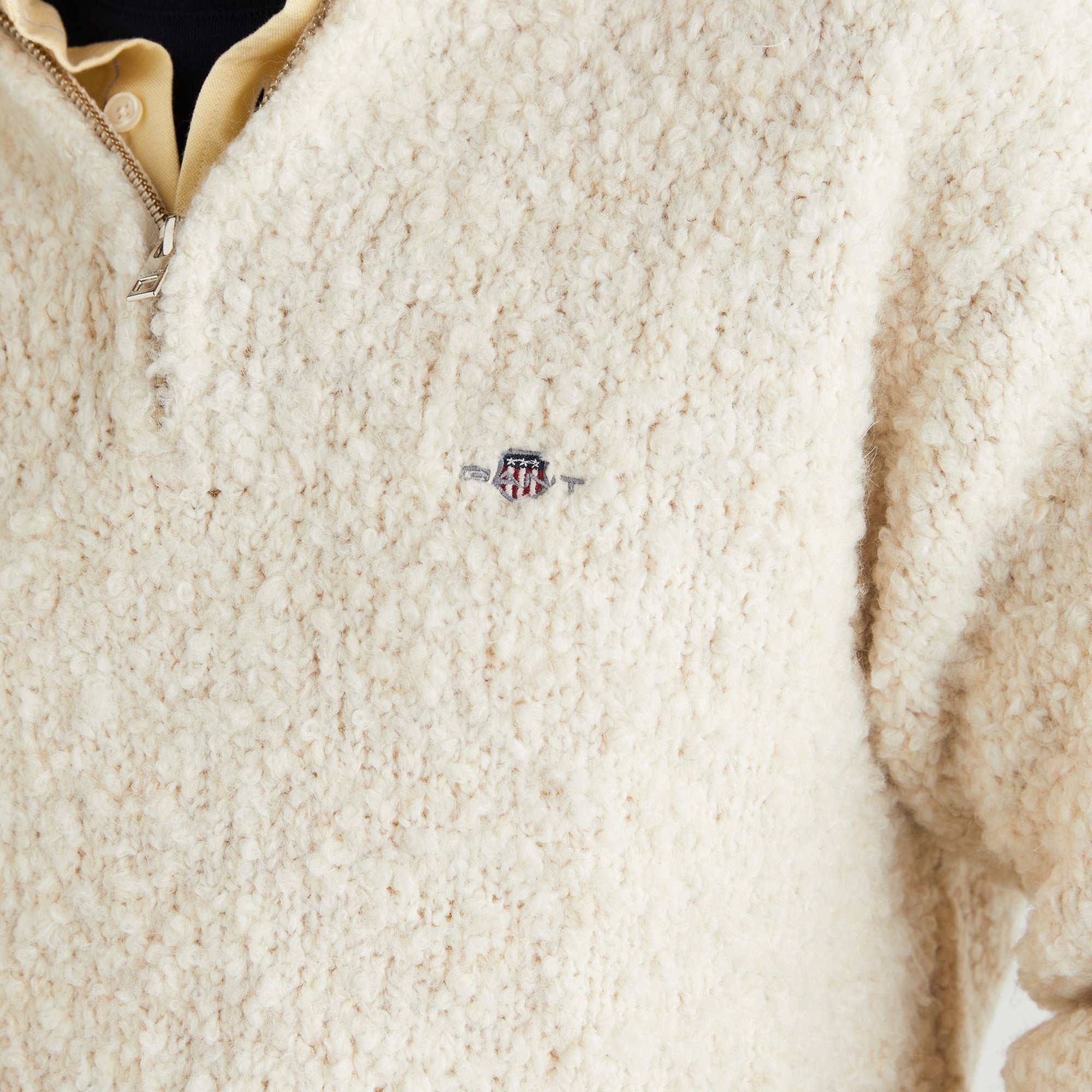 GANT Kadın Krem Relaxed Fit Yarım Fermuarlı Triko