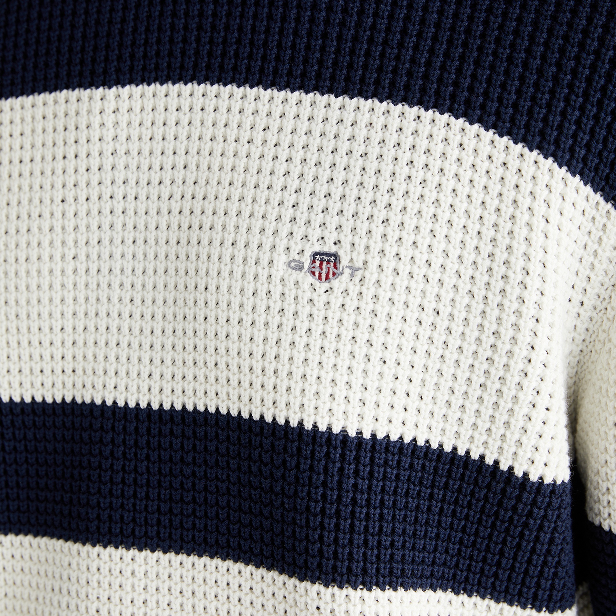 GANT Erkek Lacivert Relaxed Fit Bisiklet Yaka Triko