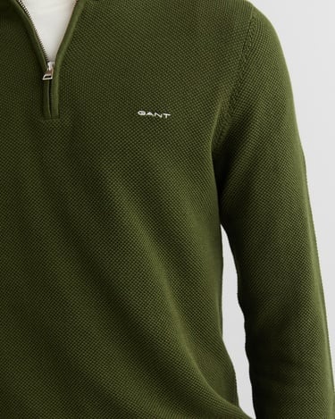  GANT Erkek Haki Regular Fit Yarım Fermuarlı Triko