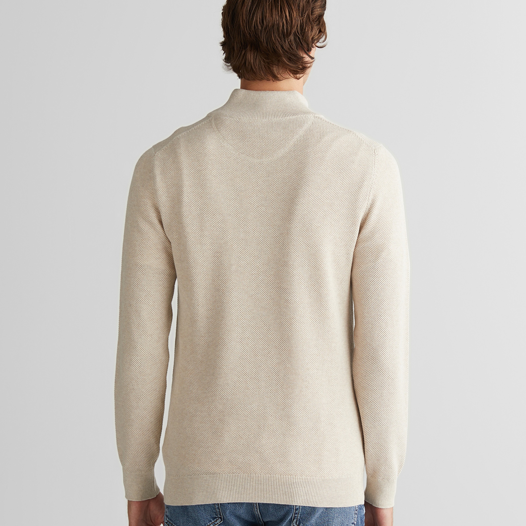 GANT Erkek Bej Regular Fit Yarım Fermuarlı Triko