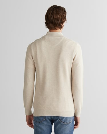  GANT Erkek Bej Regular Fit Yarım Fermuarlı Triko