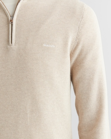  GANT Erkek Bej Regular Fit Yarım Fermuarlı Triko