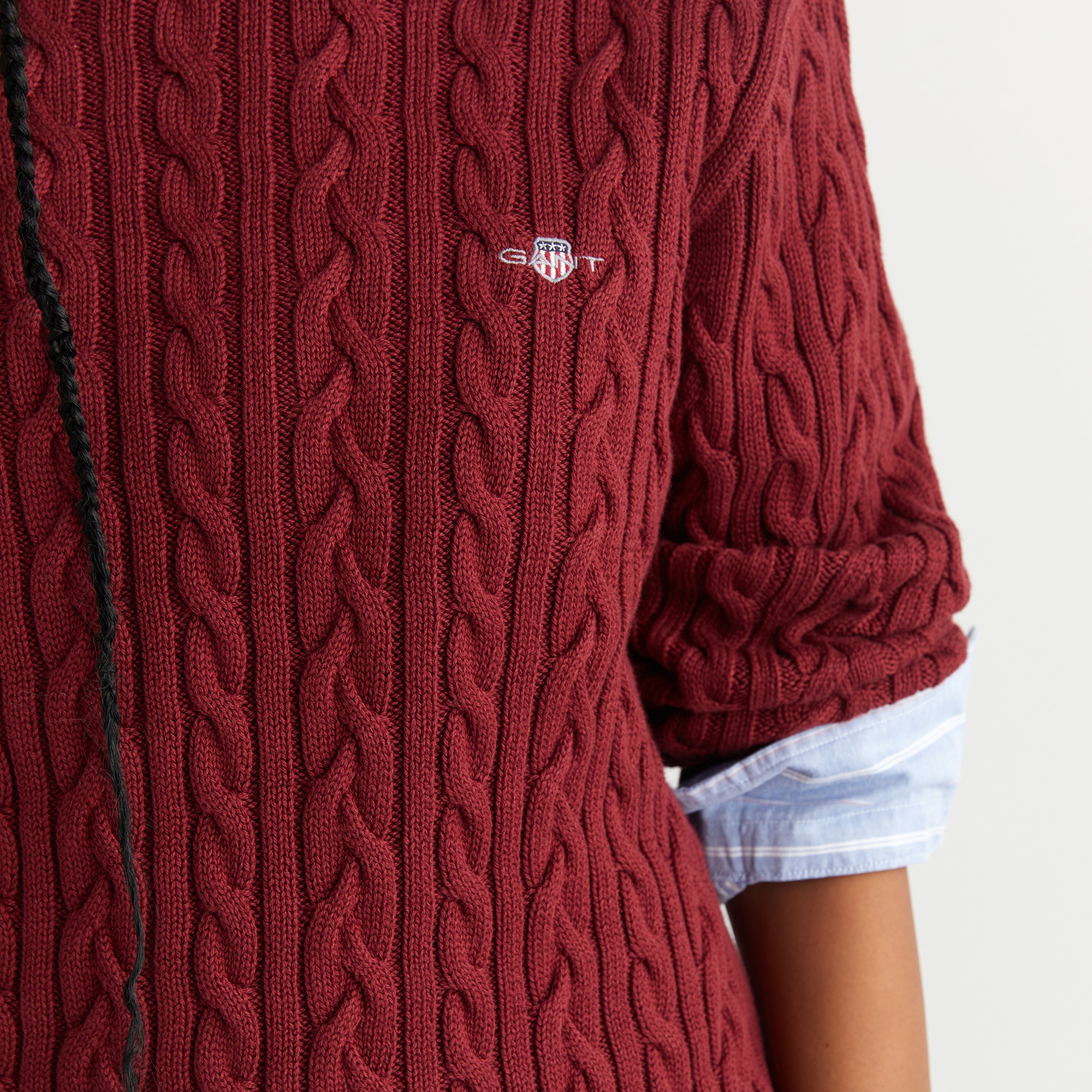 GANT Kadın Bordo Relaxed Fit Bisiklet Yaka Triko