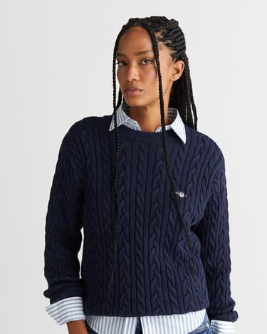  GANT Kadın Lacivert Relaxed Fit Bisiklet Yaka Triko