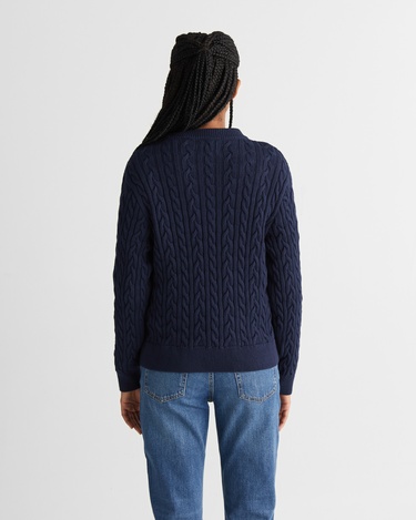  GANT Kadın Lacivert Relaxed Fit Bisiklet Yaka Triko