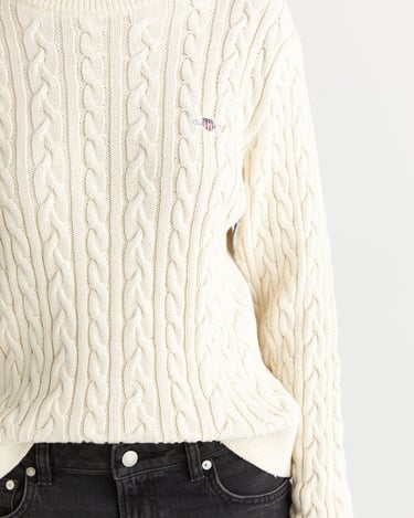  GANT Kadın Krem Relaxed Fit Bisiklet Yaka Triko