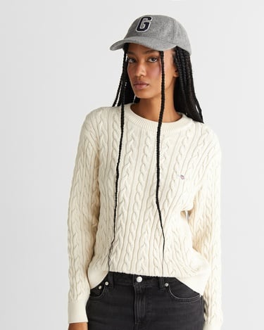  GANT Kadın Krem Relaxed Fit Bisiklet Yaka Triko