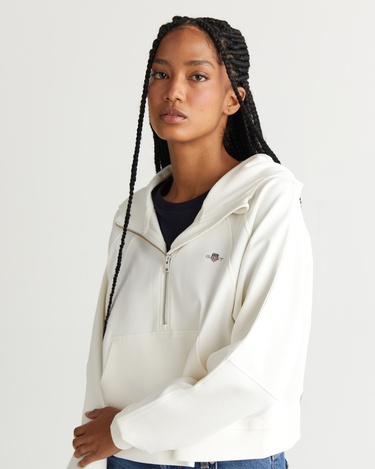  GANT Kadın Beyaz Regular Fit Kapüşonlu Sweatshirt