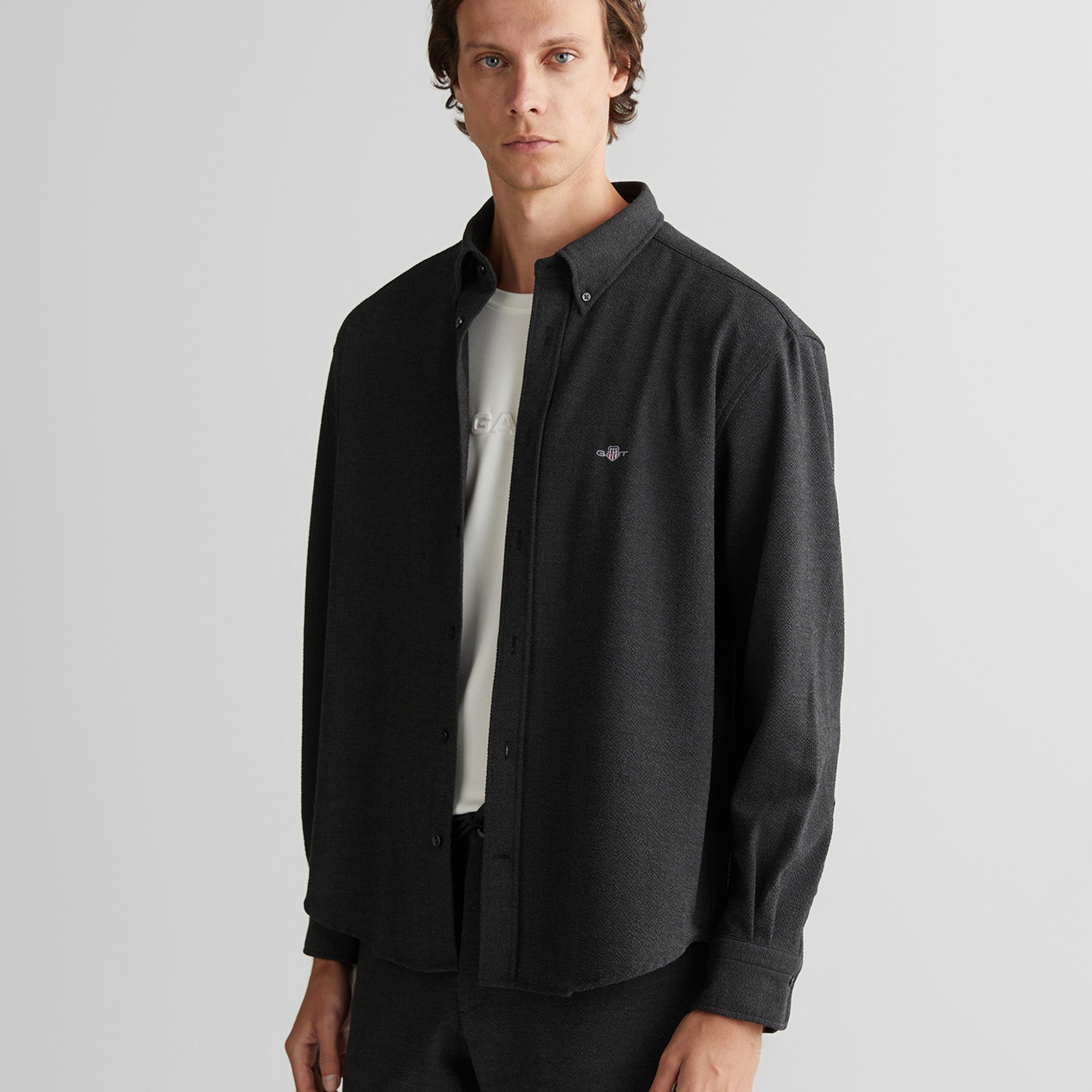 GANT Erkek Gri Relaxed Fit  Gömlek