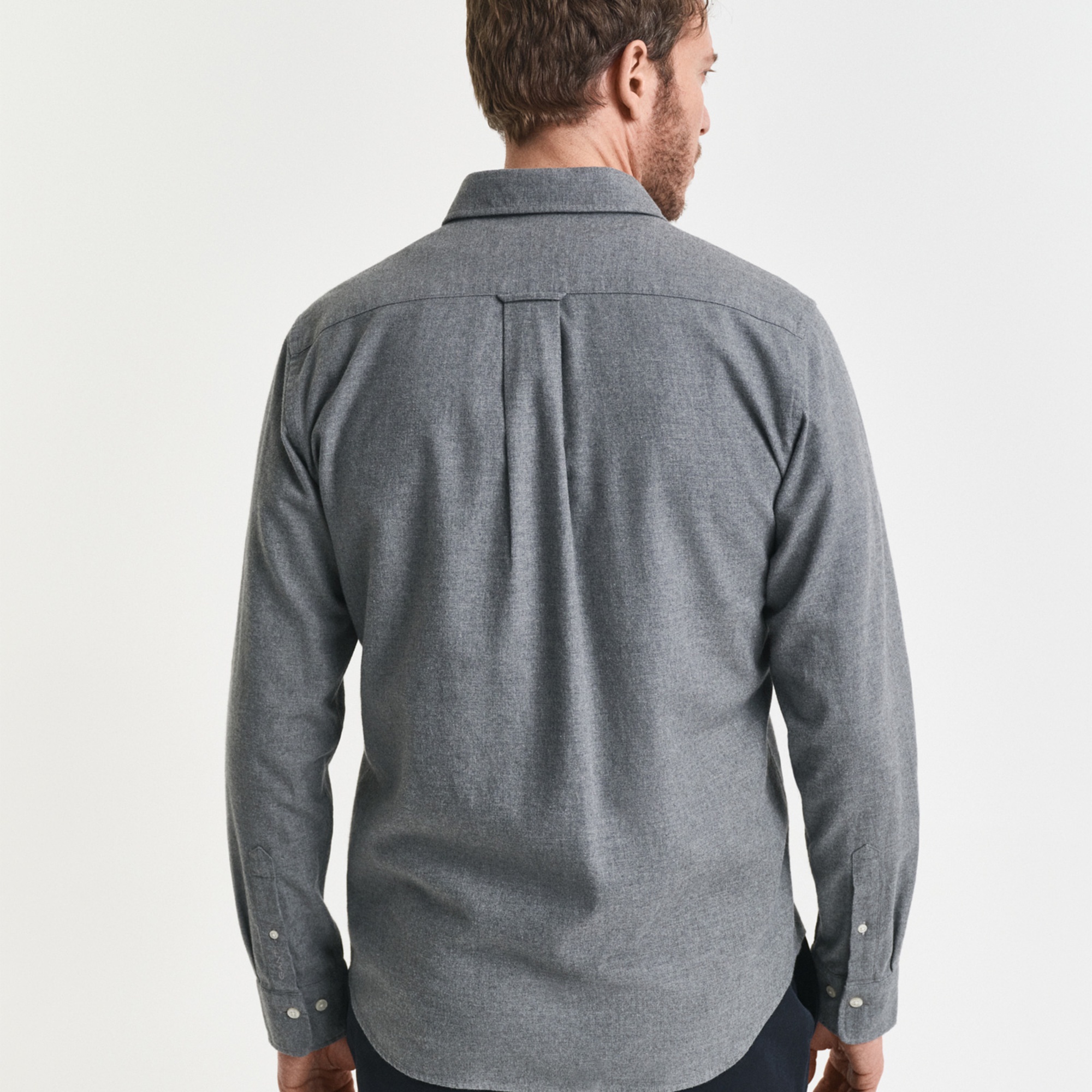 GANT Erkek Gri Regular Fit Bisiklet Yaka Gömlek