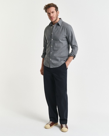  GANT Erkek Gri Regular Fit Bisiklet Yaka Gömlek