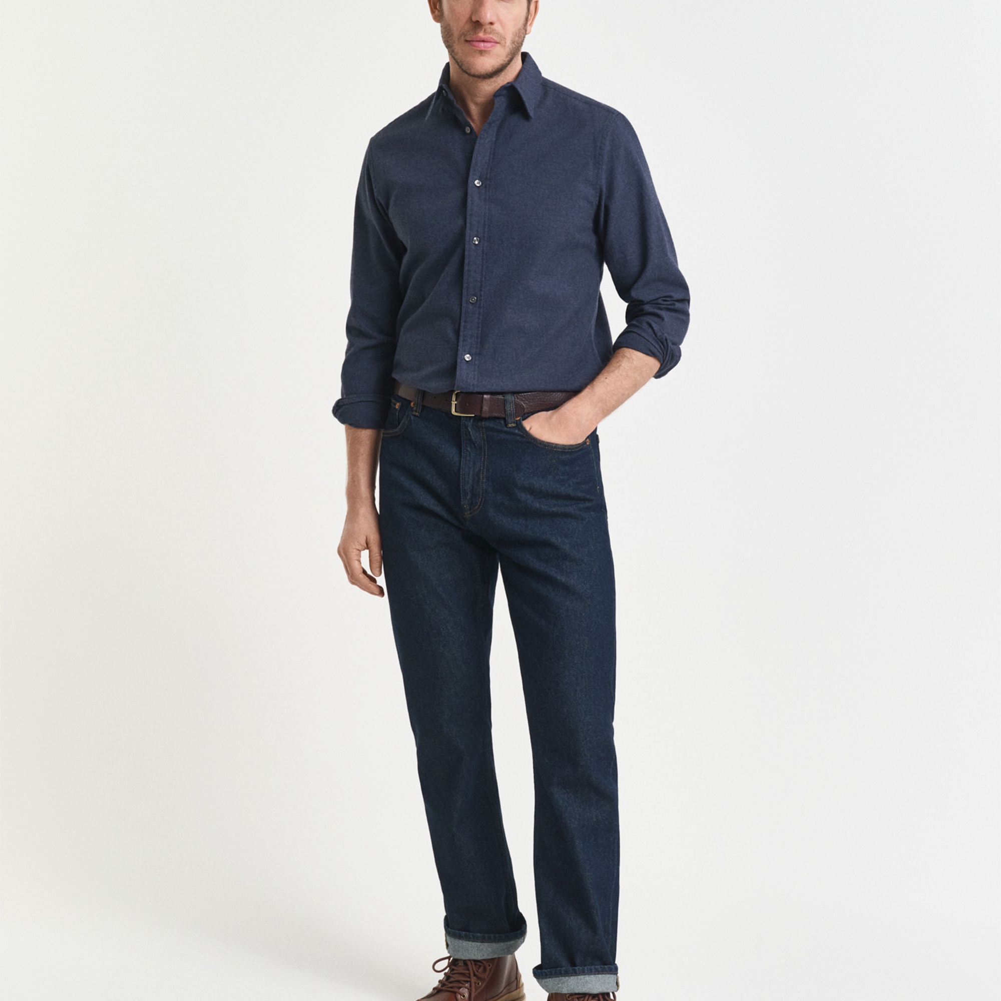 GANT Erkek Beyaz Regular Fit Bisiklet Yaka Gömlek