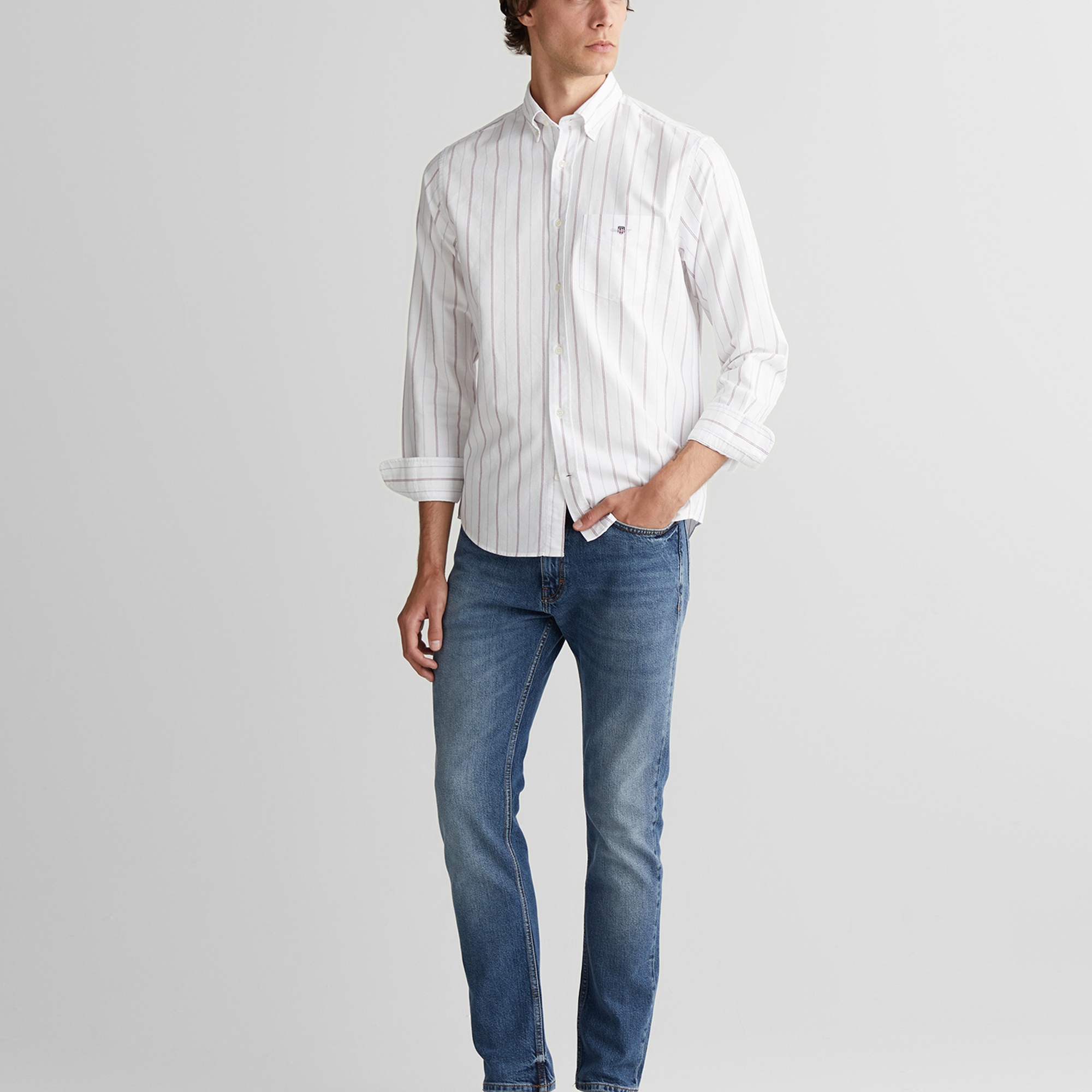 GANT Erkek Beyaz Regular Fit Düğmeli Gömlek