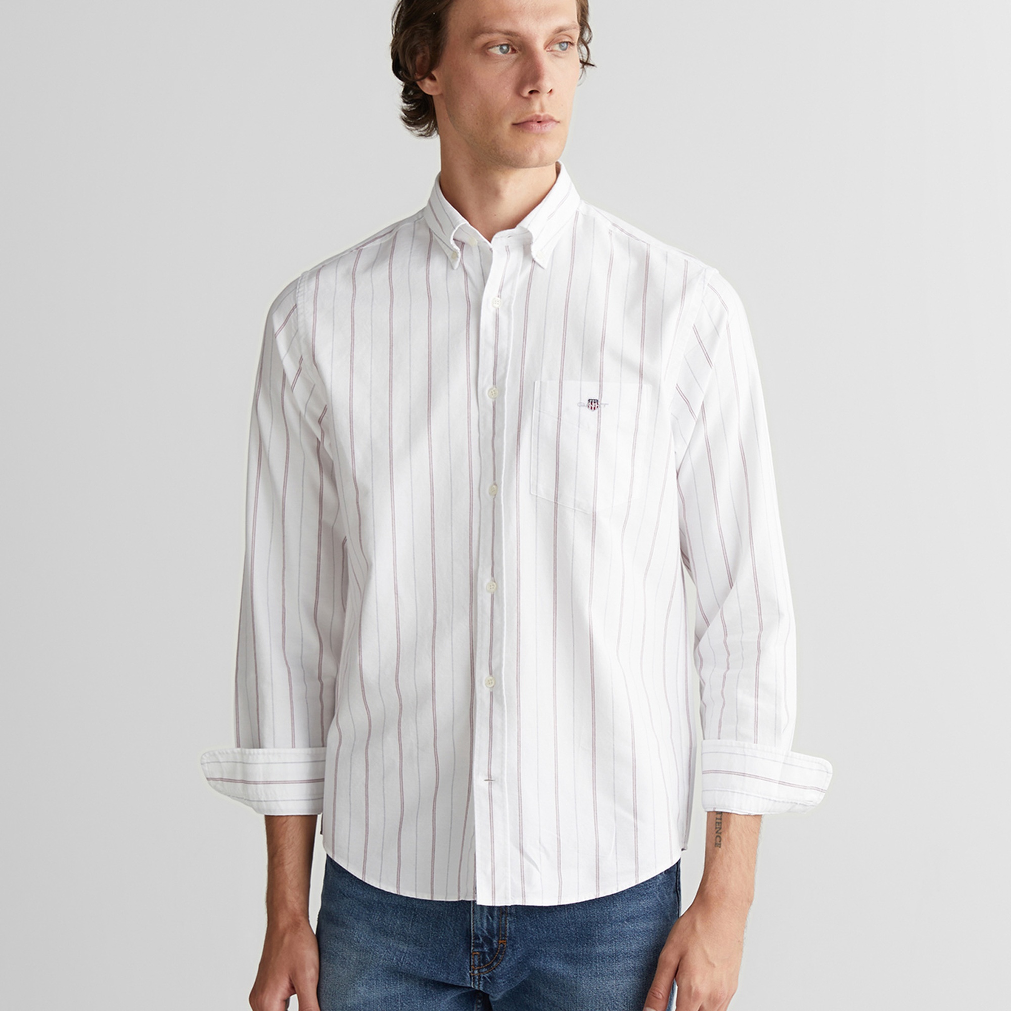 GANT Erkek Beyaz Regular Fit Düğmeli Gömlek