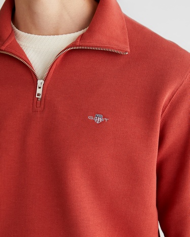  GANT Erkek Kırmızı Regular Fit Yarım Fermuarlı Sweatshirt