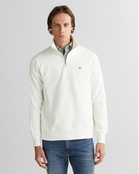  GANT Erkek Beyaz Regular Fit Yarım Fermuarlı Sweatshirt
