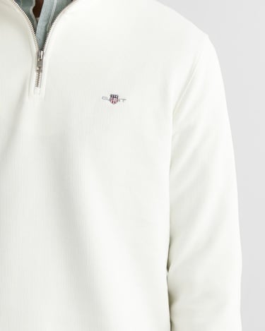  GANT Erkek Beyaz Regular Fit Yarım Fermuarlı Sweatshirt