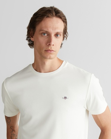  GANT Erkek Beyaz Regular Fit Bisiklet Yaka T-Shirt