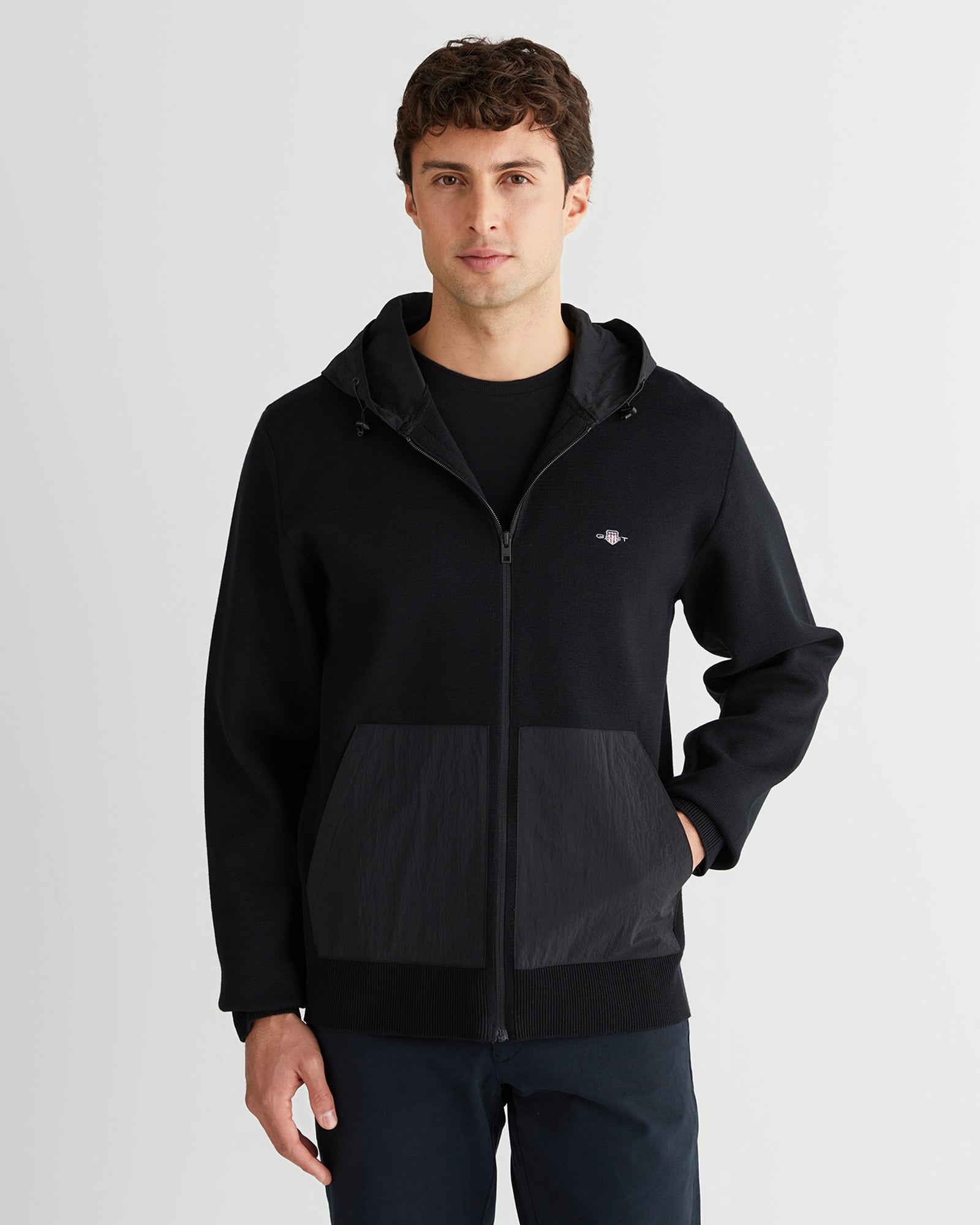  GANT Erkek Siyah Regular Fit Fermuarlı Triko