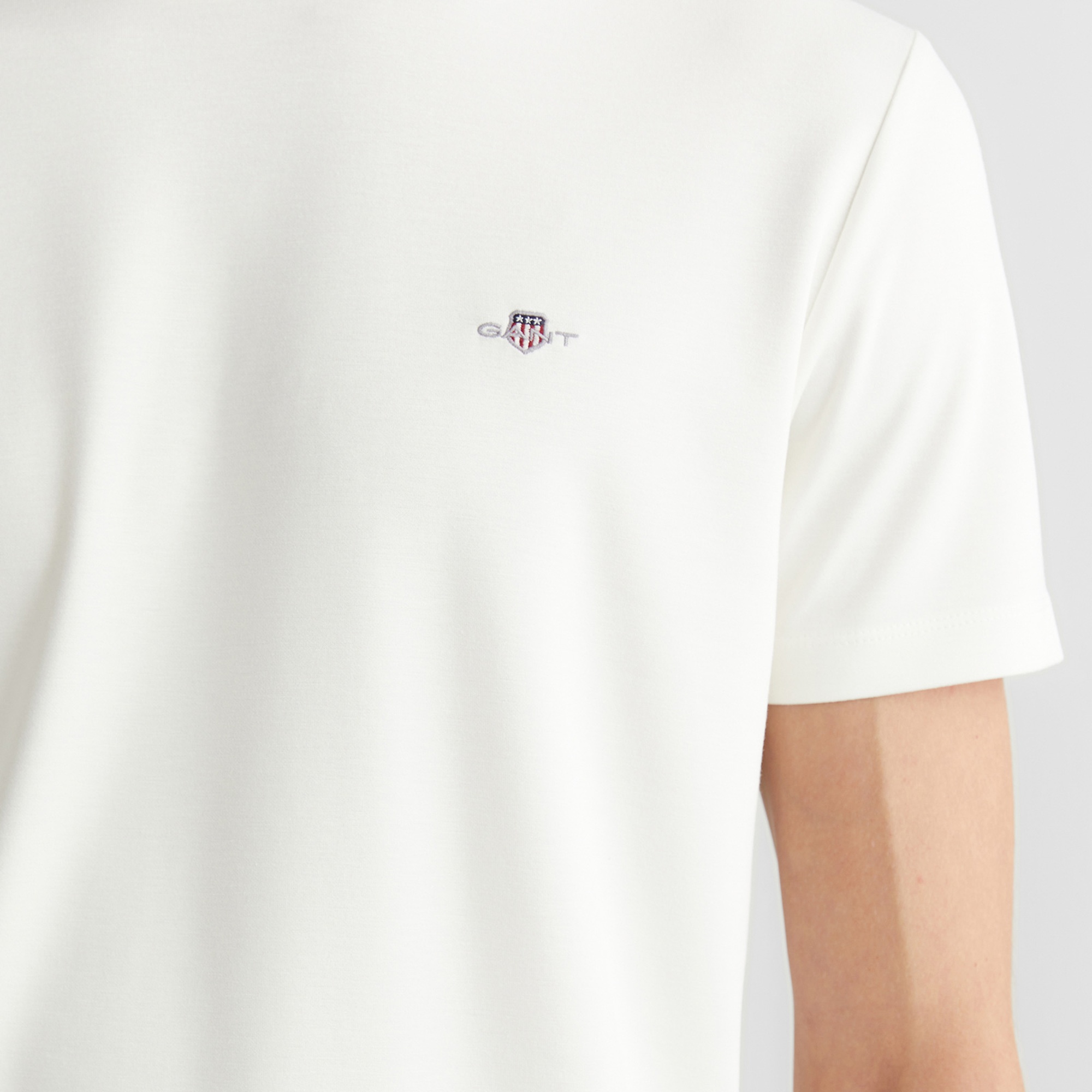 GANT Erkek Beyaz Regular Fit Bisiklet Yaka T-Shirt