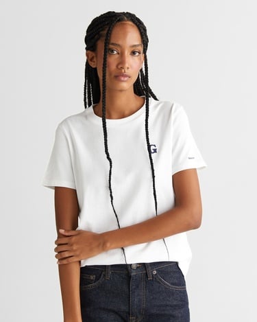  GANT Kadın Beyaz Regular Fit Bisiklet Yaka T-Shirt