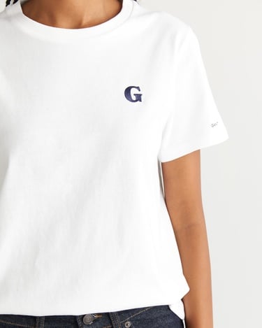  GANT Kadın Beyaz Regular Fit Bisiklet Yaka T-Shirt