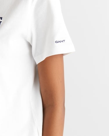  GANT Kadın Beyaz Regular Fit Bisiklet Yaka T-Shirt