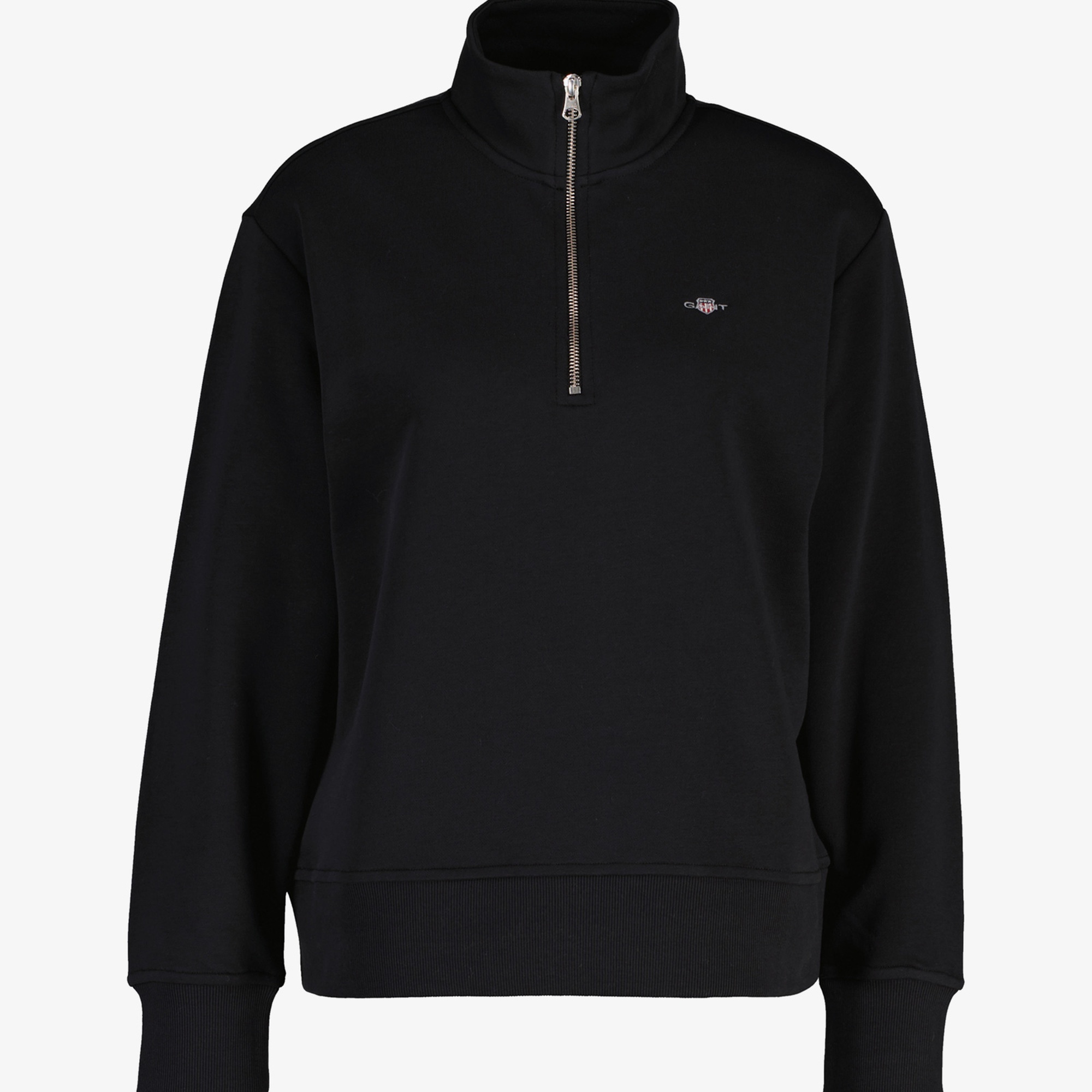 GANT Kadın Siyah Relaxed Fit Yarım Fermuarlı Sweatshirt