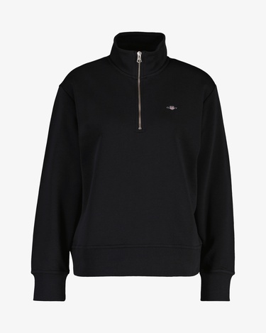  GANT Kadın Siyah Relaxed Fit Yarım Fermuarlı Sweatshirt