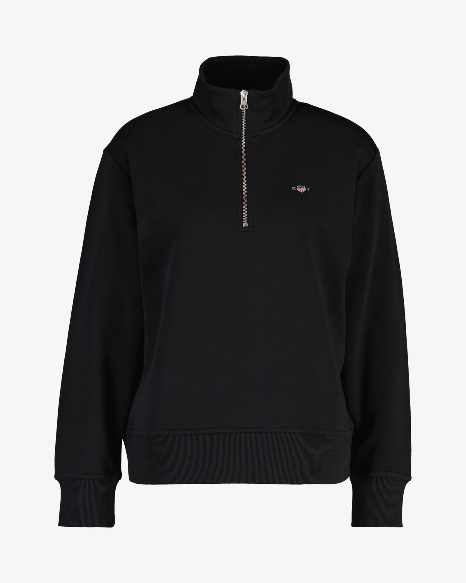  GANT Kadın Siyah Relaxed Fit Yarım Fermuarlı Sweatshirt