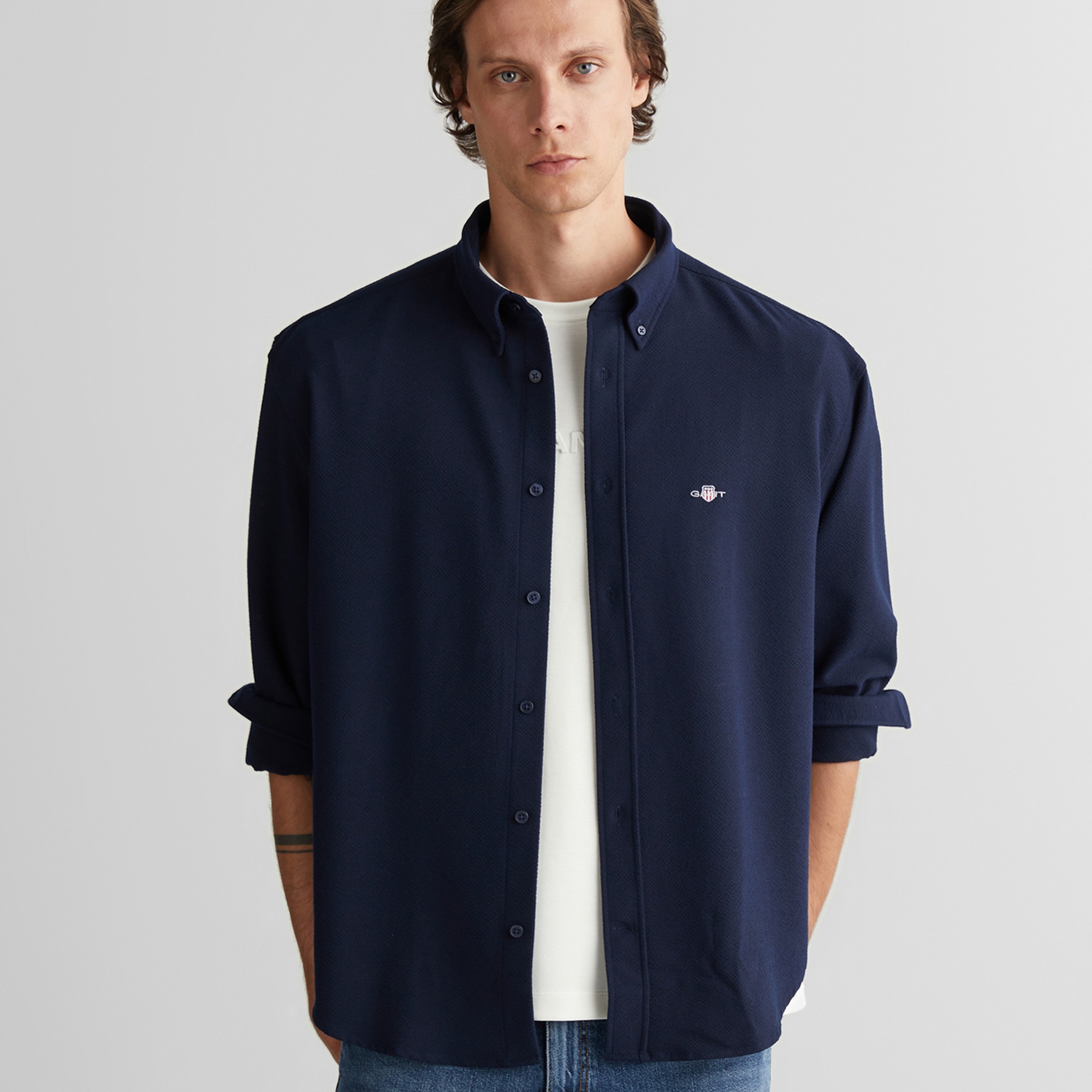 GANT Erkek Lacivert Relaxed Fit  Gömlek