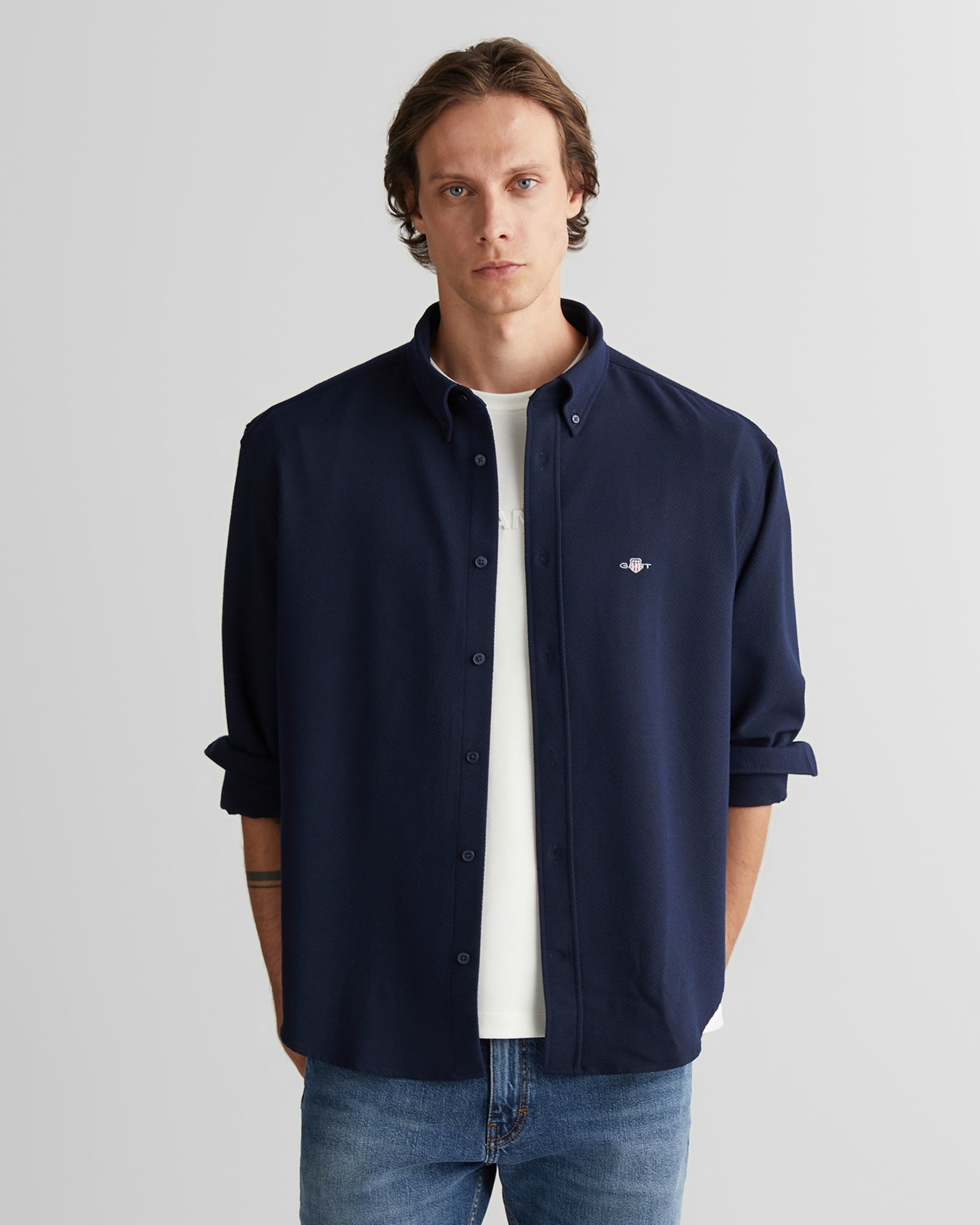  GANT Erkek Lacivert Relaxed Fit  Gömlek