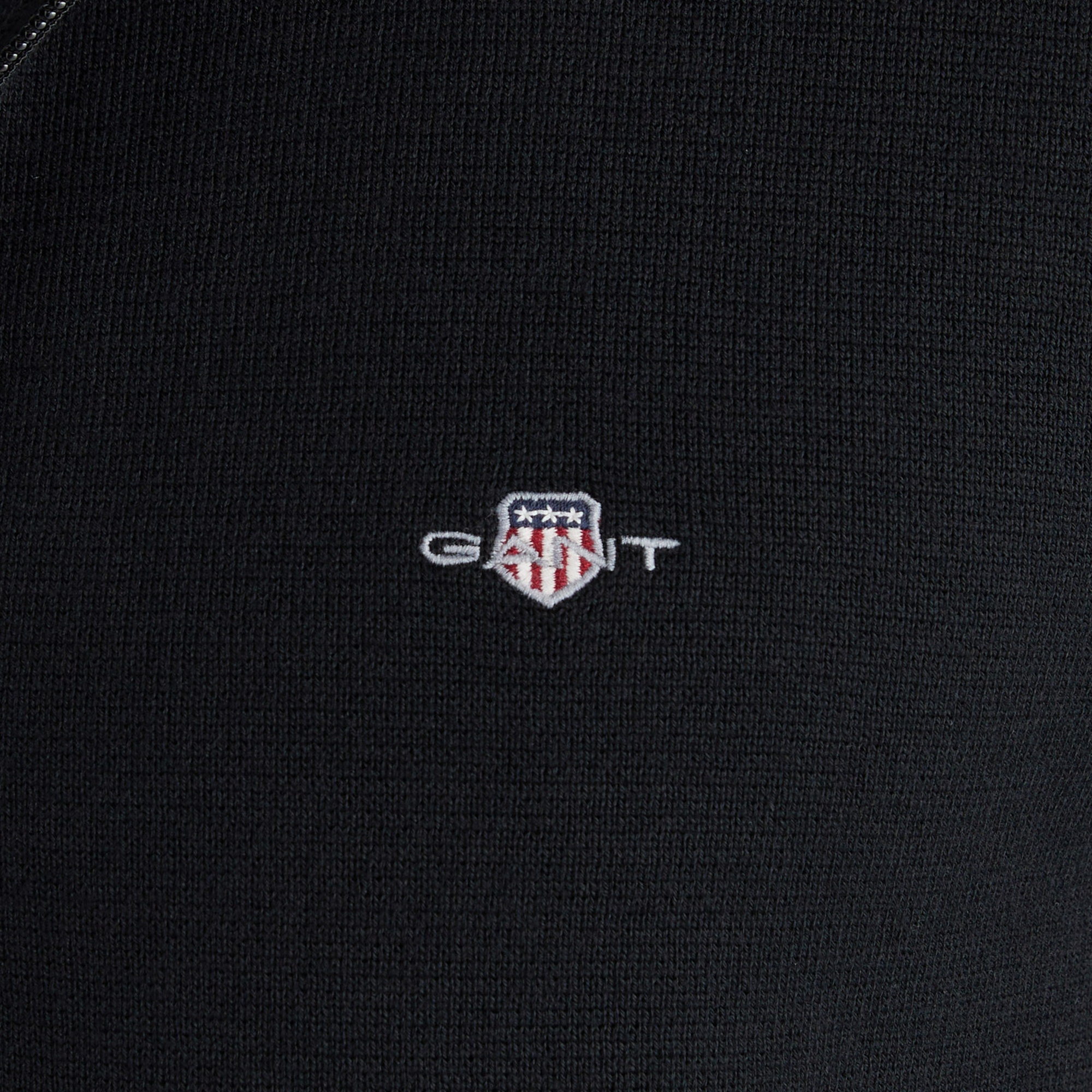 GANT Erkek Siyah Regular Fit Fermuarlı Triko