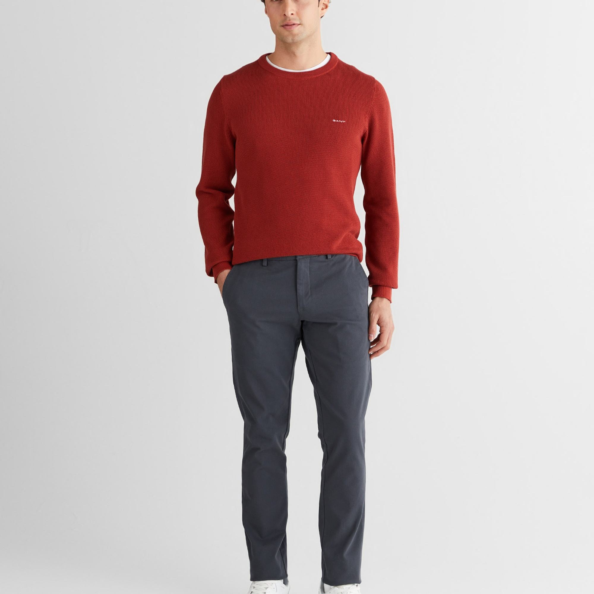 GANT Erkek Kırmızı Regular Fit Bisiklet Yaka Triko